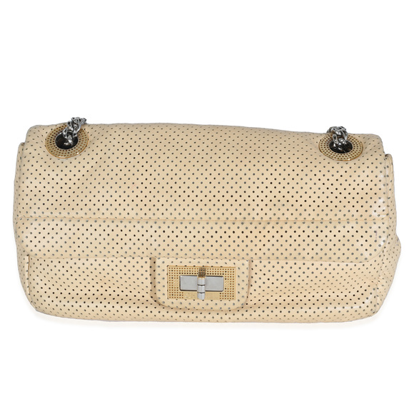 Chanel Beige Perforated  Lambskin Drill Flap Bag - Picture 1 of 7